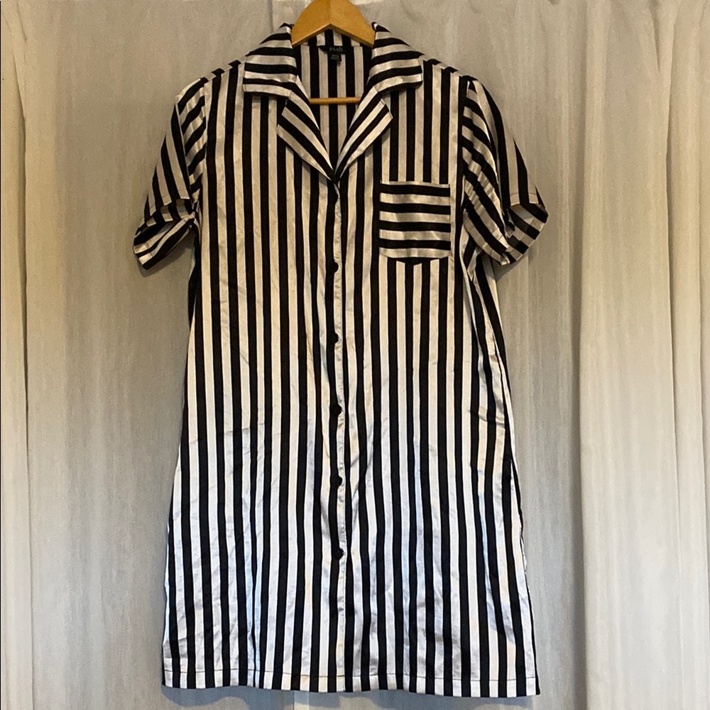 Silky Black and White Striped dress